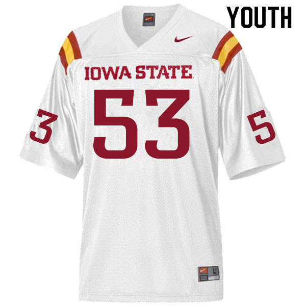Iowa State Cyclones Youth #53 Will Clapper Nike NCAA Authentic White College Stitched Football Jersey XM42V07TY